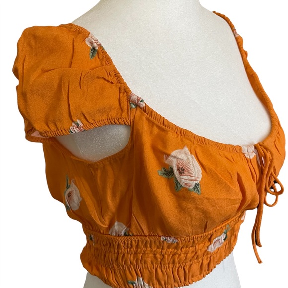 Zara orange floral milkmaid crop top - Picture 5 of 13